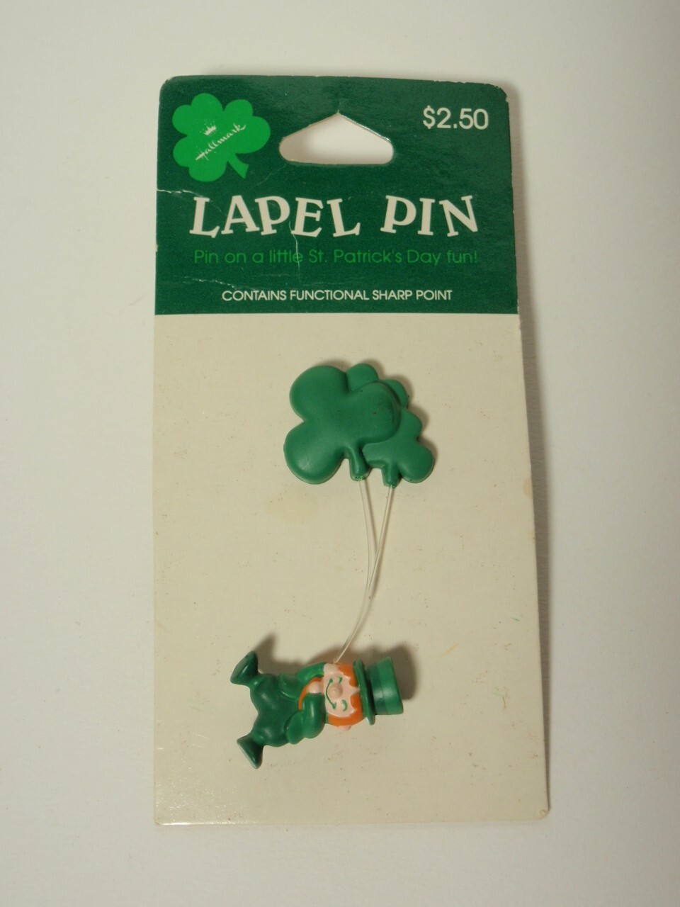 Vintage Hallmark Leprechaun with Shamrock Balloon Lapel Pin