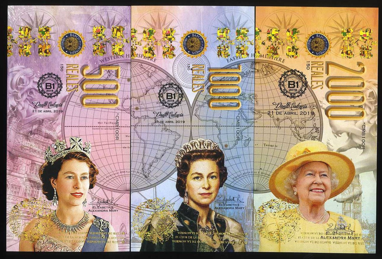 POLYMER SET El Club De La Moneda 500-1000-2000 Reales QEII 2019