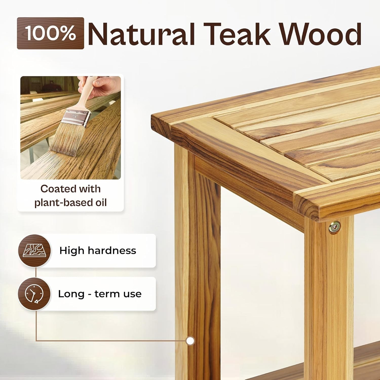 Adirondack Side Table – Weather-Resistant Rectangular End Table for Patio, Ga...