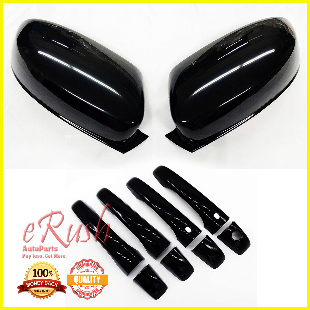 FOR 2011-14 CHRYSLER 300 8PCS GLOSSY BLACK HANDLE+MIRROR OVERLAY COVERS W/ 2 SMK