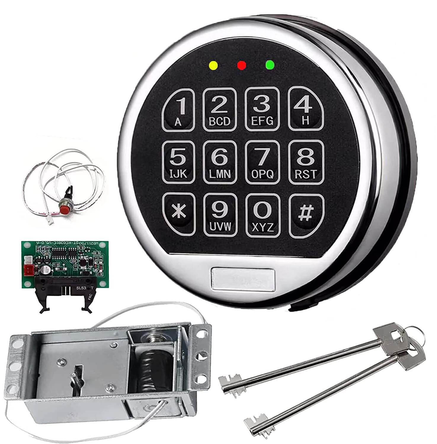 Gun Safe Lock Replacement Electronic Safe Lock Solenoid Lock & 2 Override Keys