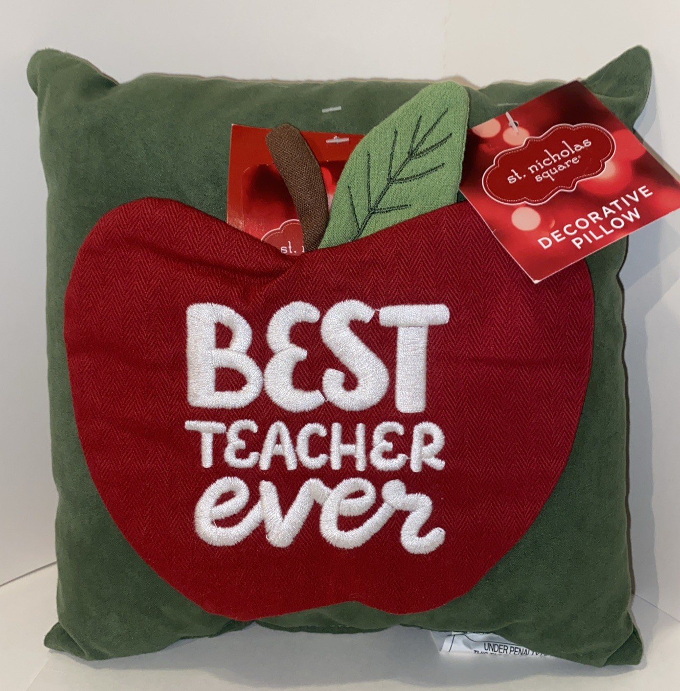 NEW! Best Teacher Ever Gift Card Holder Mini Pillow Gift Holiday 9"X9" NWT