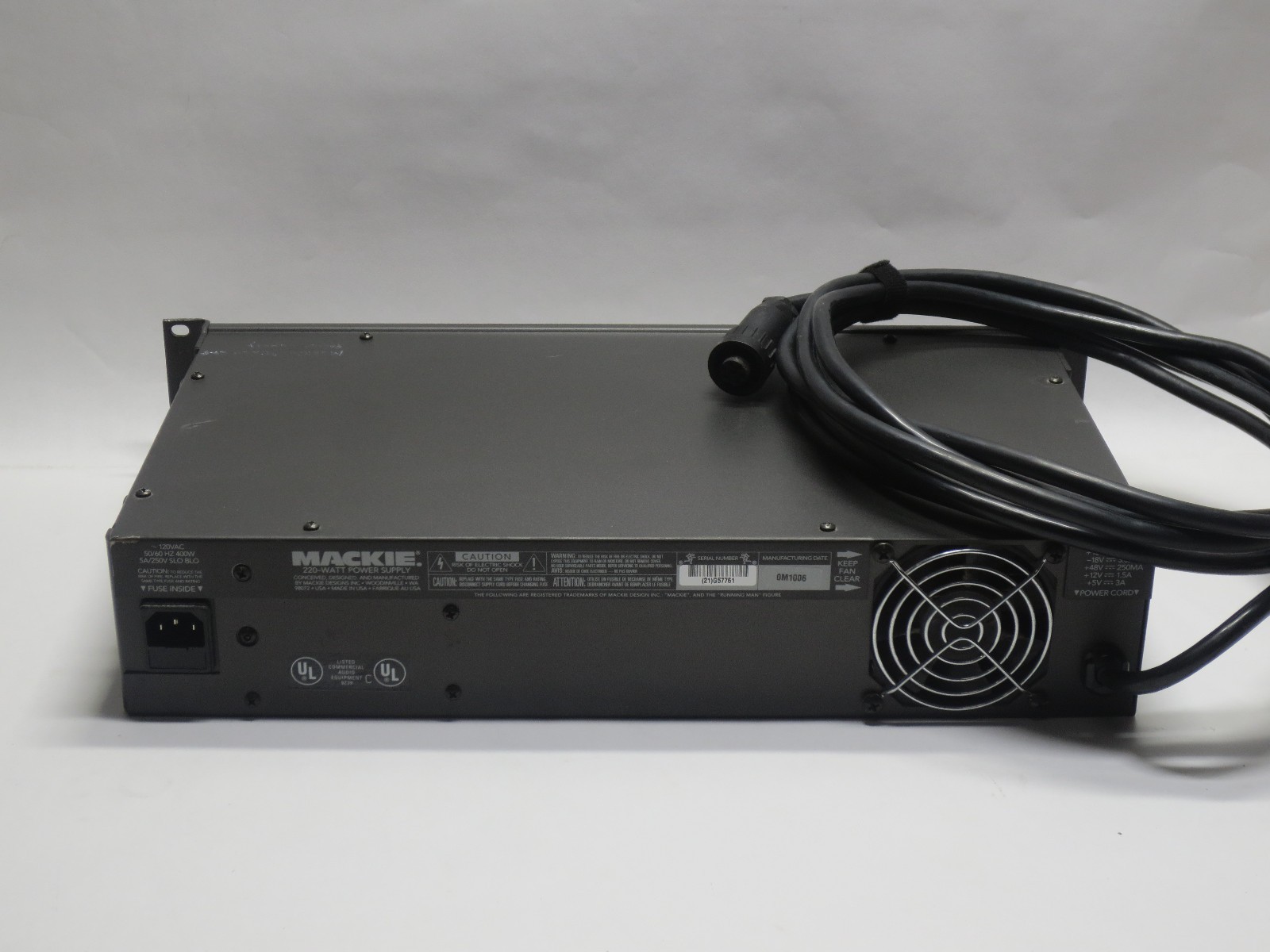 Mackie 220W Rackmount PSU Power Supply (Power On Test Only)