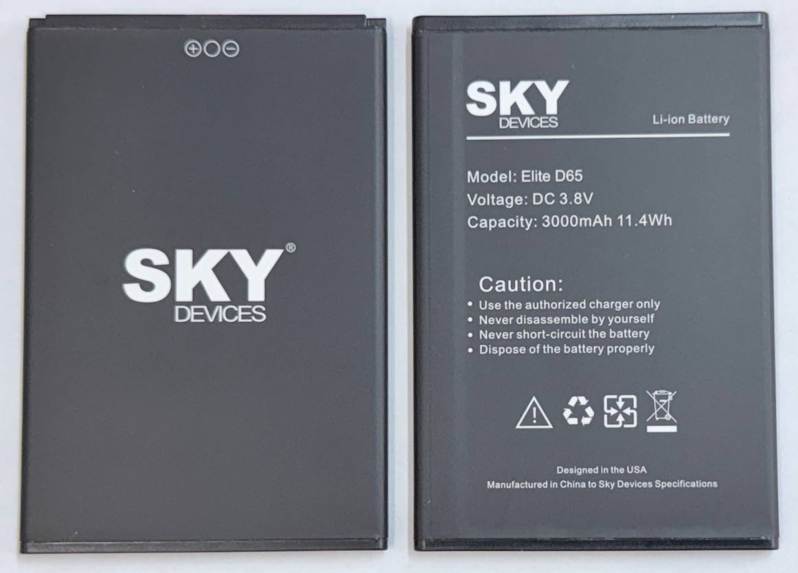 OEM SKY Devices 3000mAh 11.4Wh 3.8V Li-ion Battery Replacement for SKY Elite D65