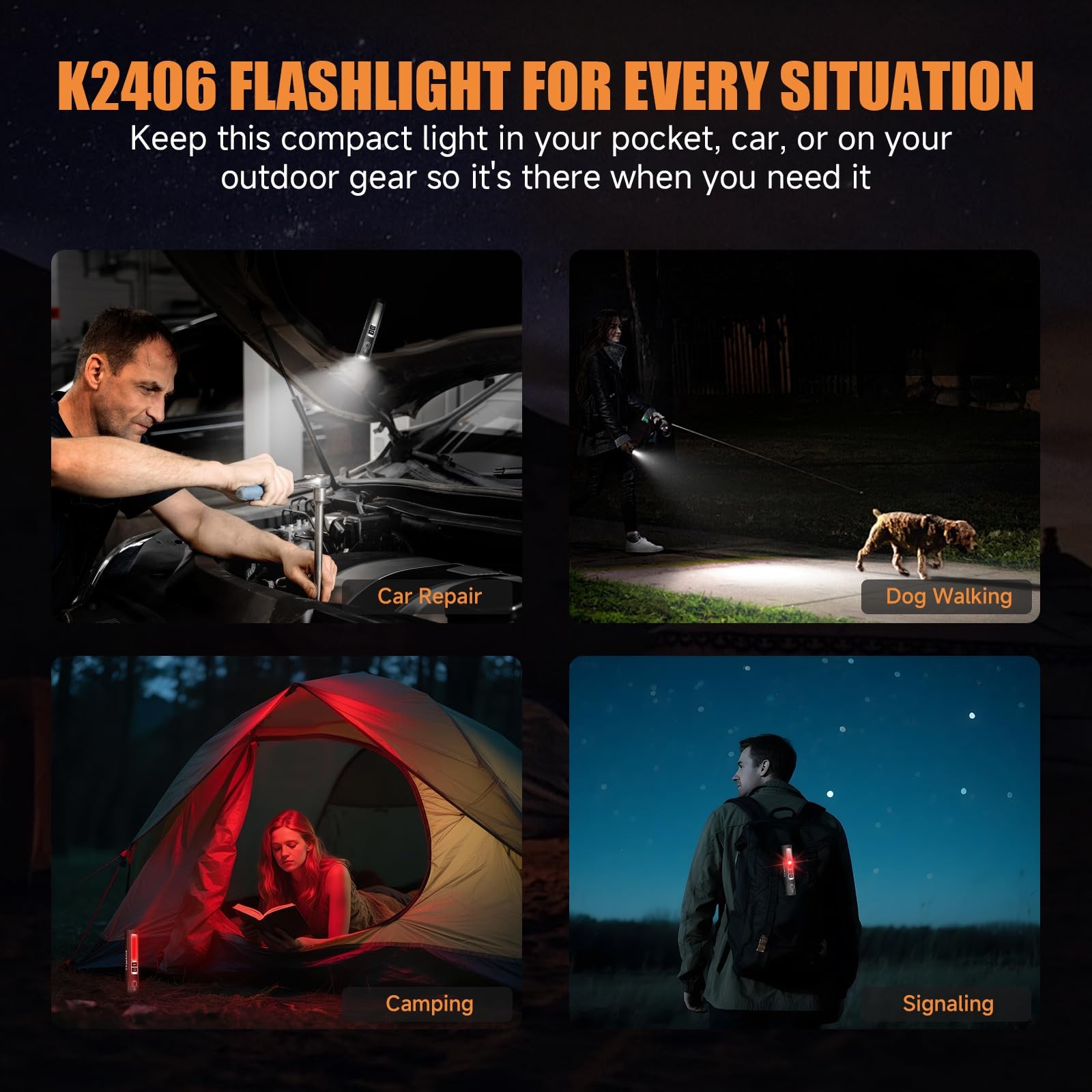 Rechargeable Magnetic Small Flashlights High Lumens - Super Bright Black