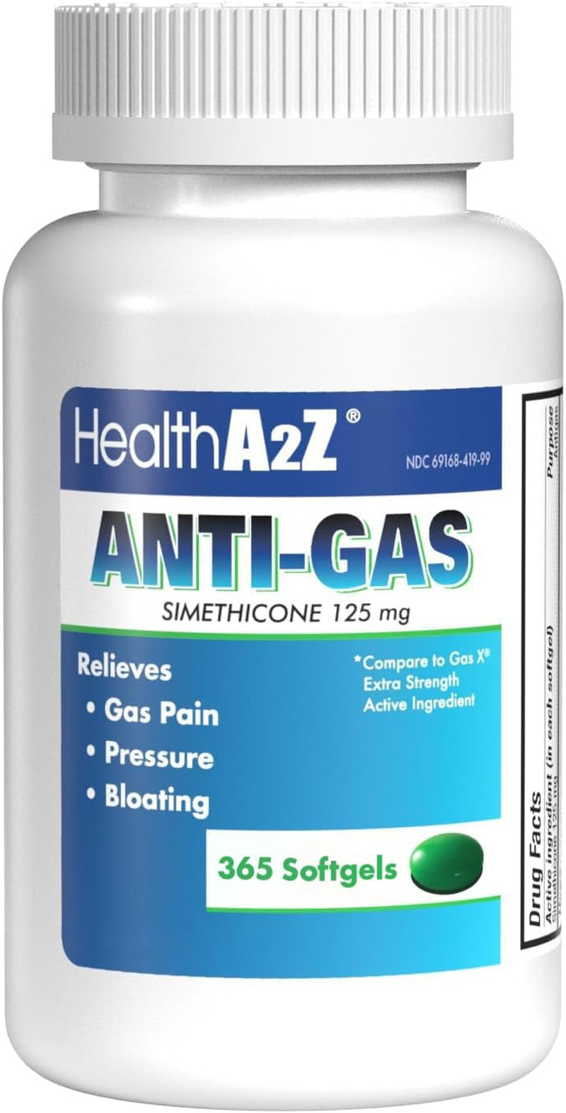 HealthA2Z® Gas Relief Simethicone | 125mg | Relieves from Stomach Discomfort and