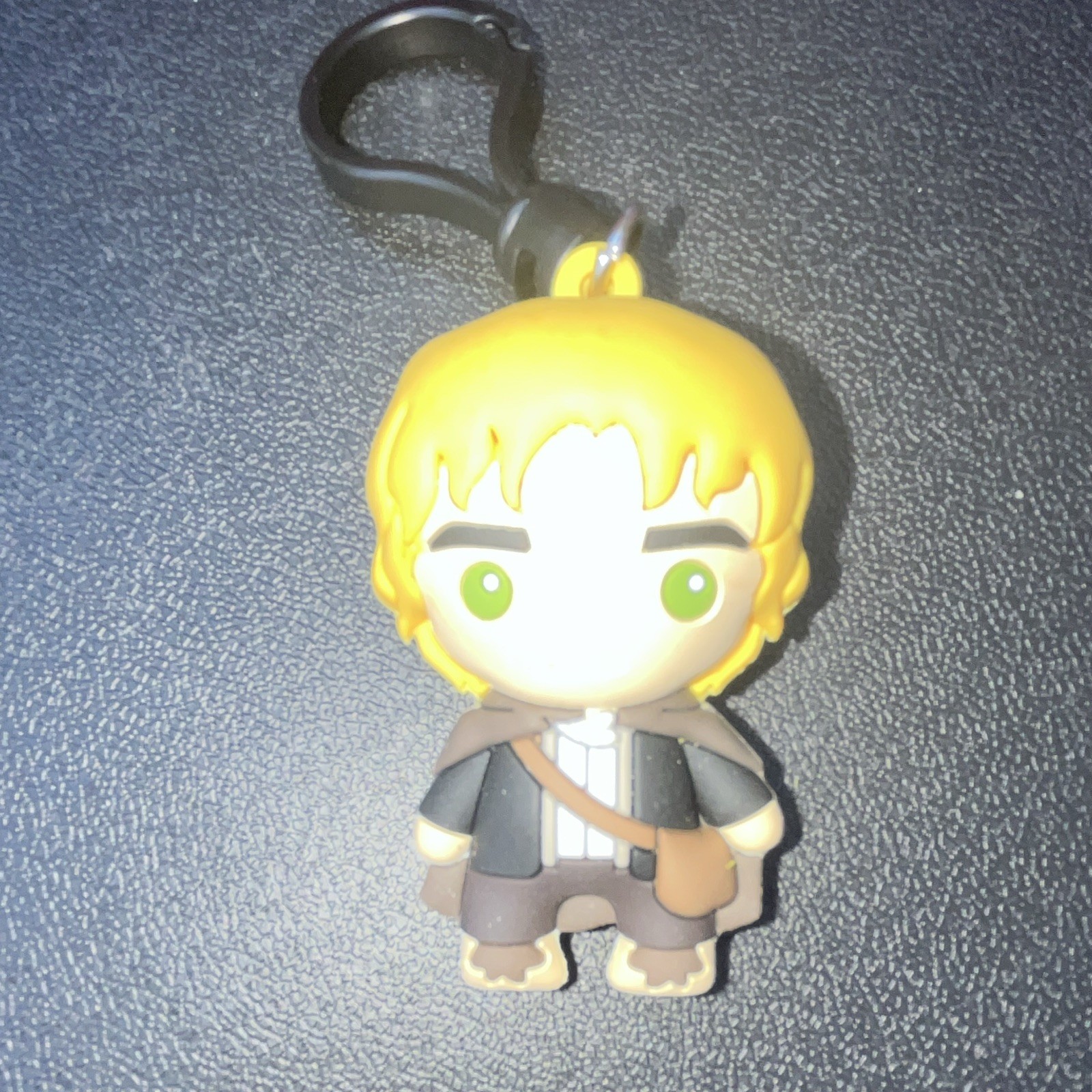 Cartoon Character Yellow Hair Plastic Keychain Charm w/ Carabiner Clip