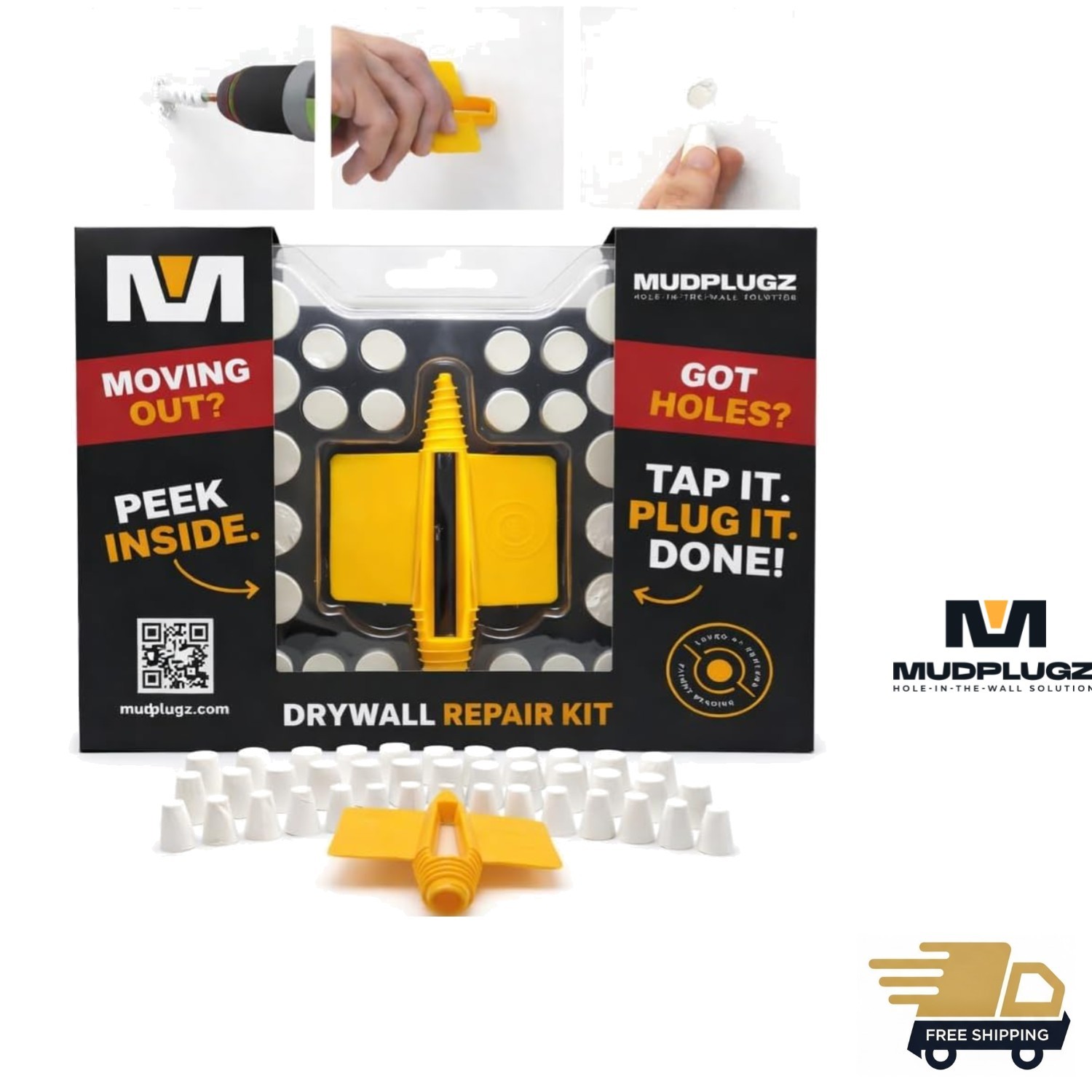 Drywall Repair Kit Reusable Plugs Fast Fix Wall Patch No Mess DIY