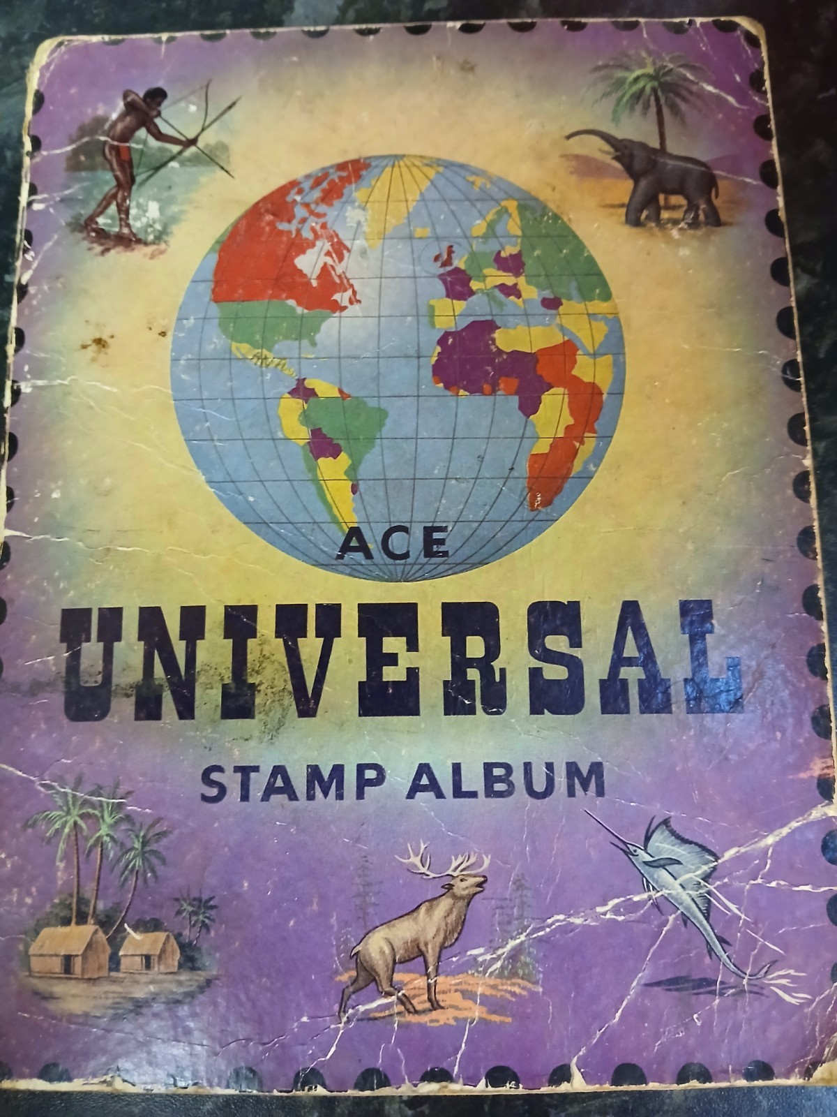 A 1950's Stamp Collection Book From All Around The World, Vintage.