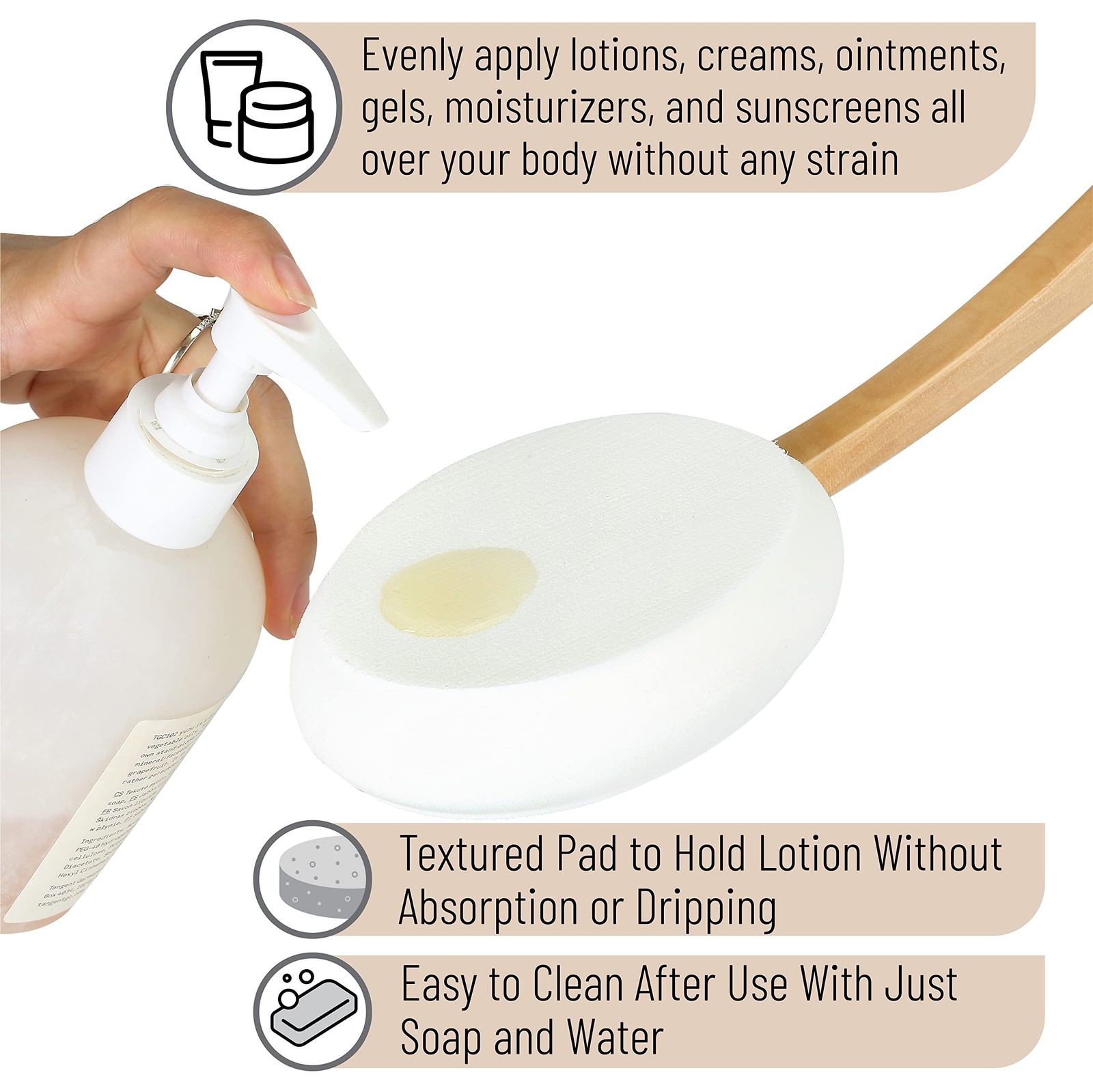 Slick- Lotion Applicator, 17 inch, Applicators for Your 1 Pack, Grey Grip