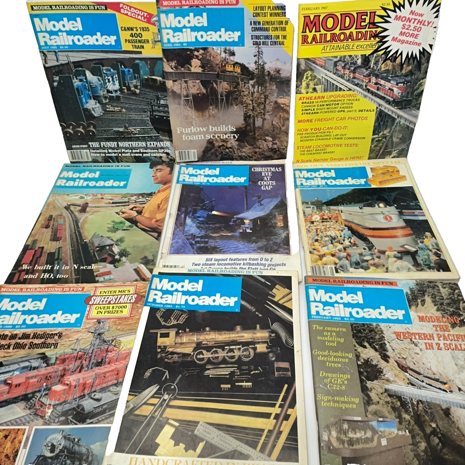 Lot of 9 Vintage 1980s Model Railroader Magazines N & Z Scale Reference Guides