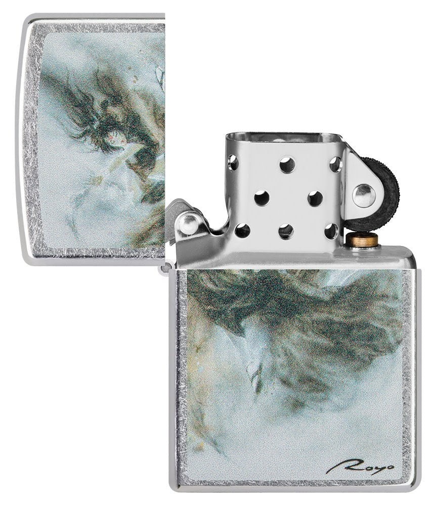 Genuine ZIPPO Lighter 49766 LUIS ROYO EL VUELO THE FLIGHT STREET CHROME BNIB