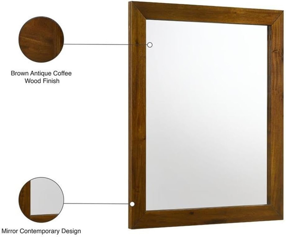 Mid Century Industrial Rectangular Mirror with Antique Coffee Finish, 35"x41