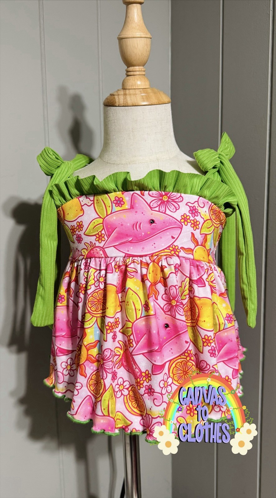 Size 2/3t Handmade Tie Strap Peplum Top Girls