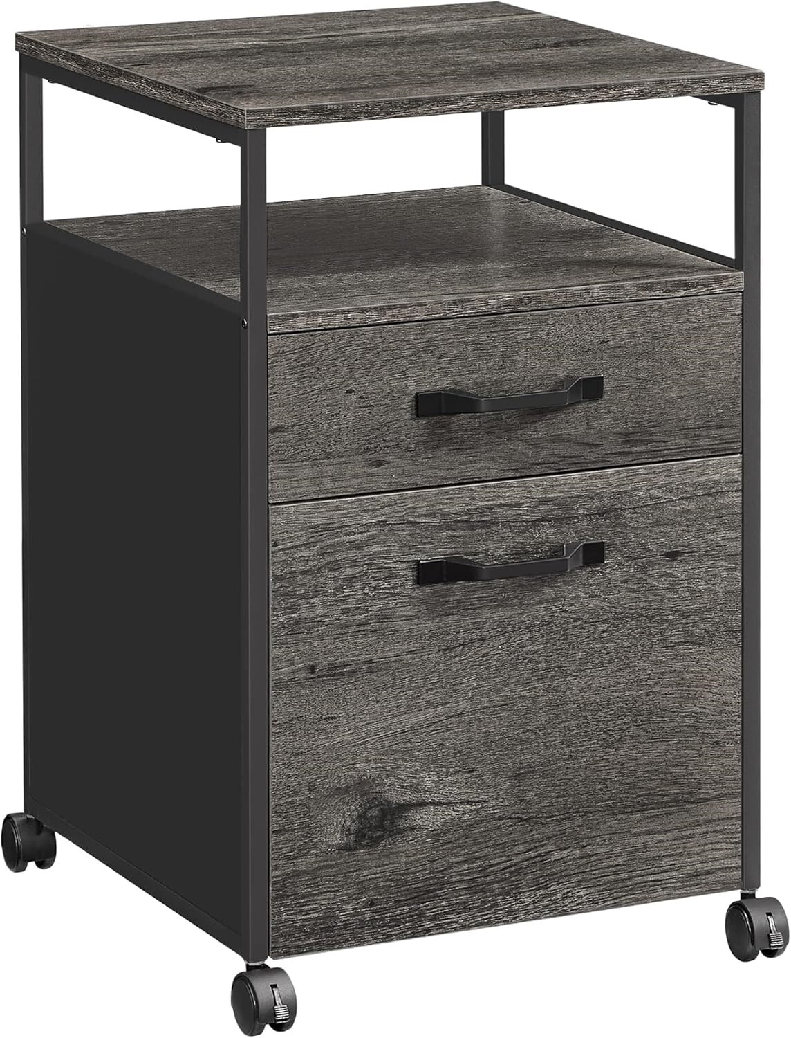 VASAGLE UOFC071B04 File Cabinet, Mobile Filing Cabinet with Wheels, 2 Drawers