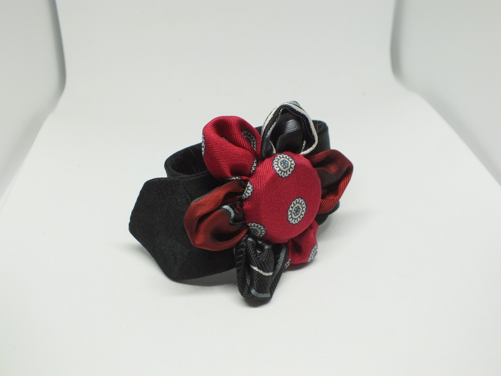 Upcycled Repurposed BOHO Bracelets From Tie Flower Snap Closure One of a Kind