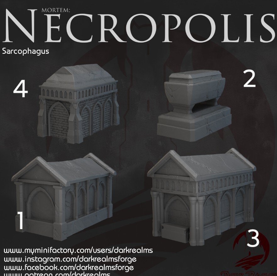 3D Printed Dark Realms Necropolis Sarcophagus 1 (28mm-32mm Scale) [PTO]