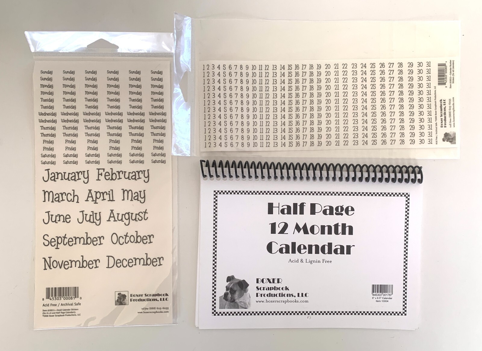 Blank 6" x 8.5" Spiral Calendar & Day Date Month Stickers Any Year Scrapbooking