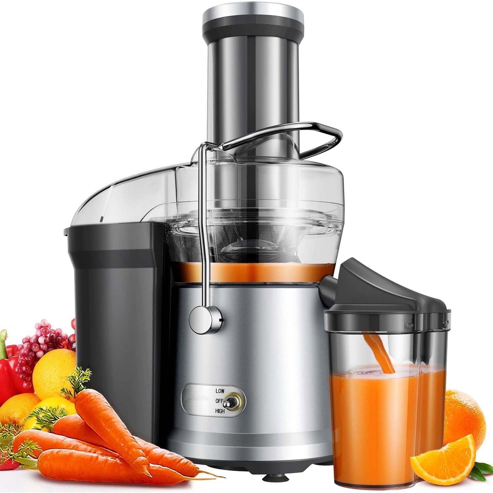 1200W Juicer 3.2" Wide Chute Titanium-Enhanced Blade Heavy-Duty Copper Motor