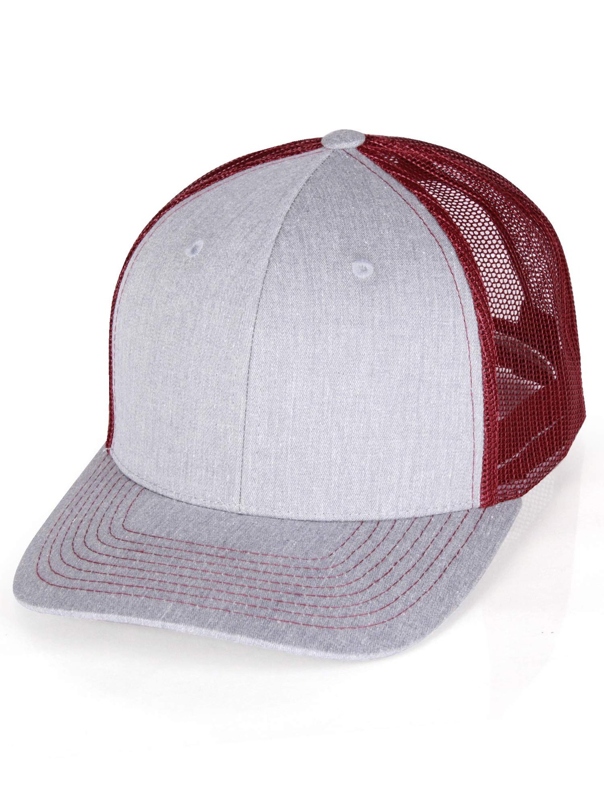 Vintage Retro Style Plain Two Tone Trucker One Size, Heather Gray Burgundy