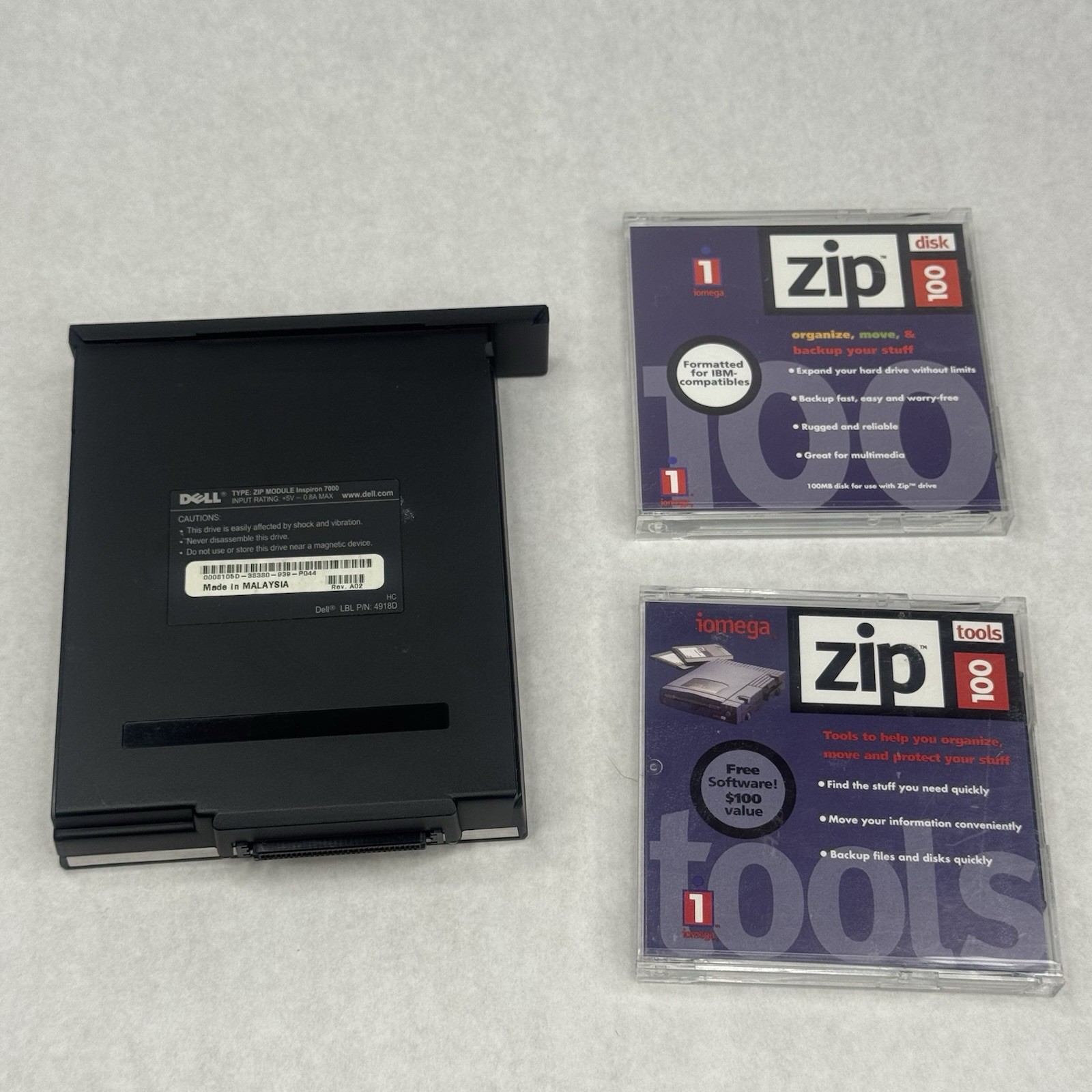 Dell Latitude Inspiron 7000 Vintage Zip 100 Module w/ 2 Zip Disks