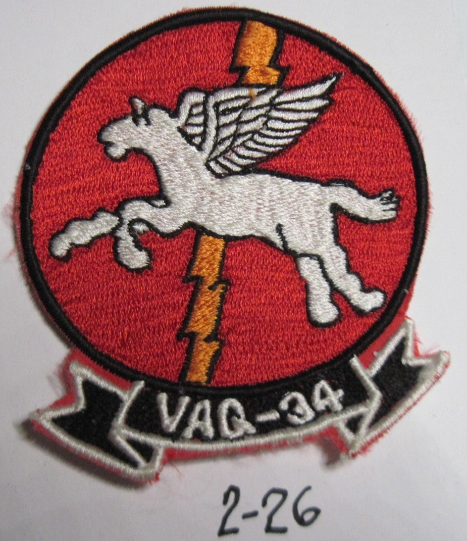 USN NAVY PATCH  VAQ-34  Flashbacks TACTICAL ELECTRONIC WARFARE SQUADRON Tacelron