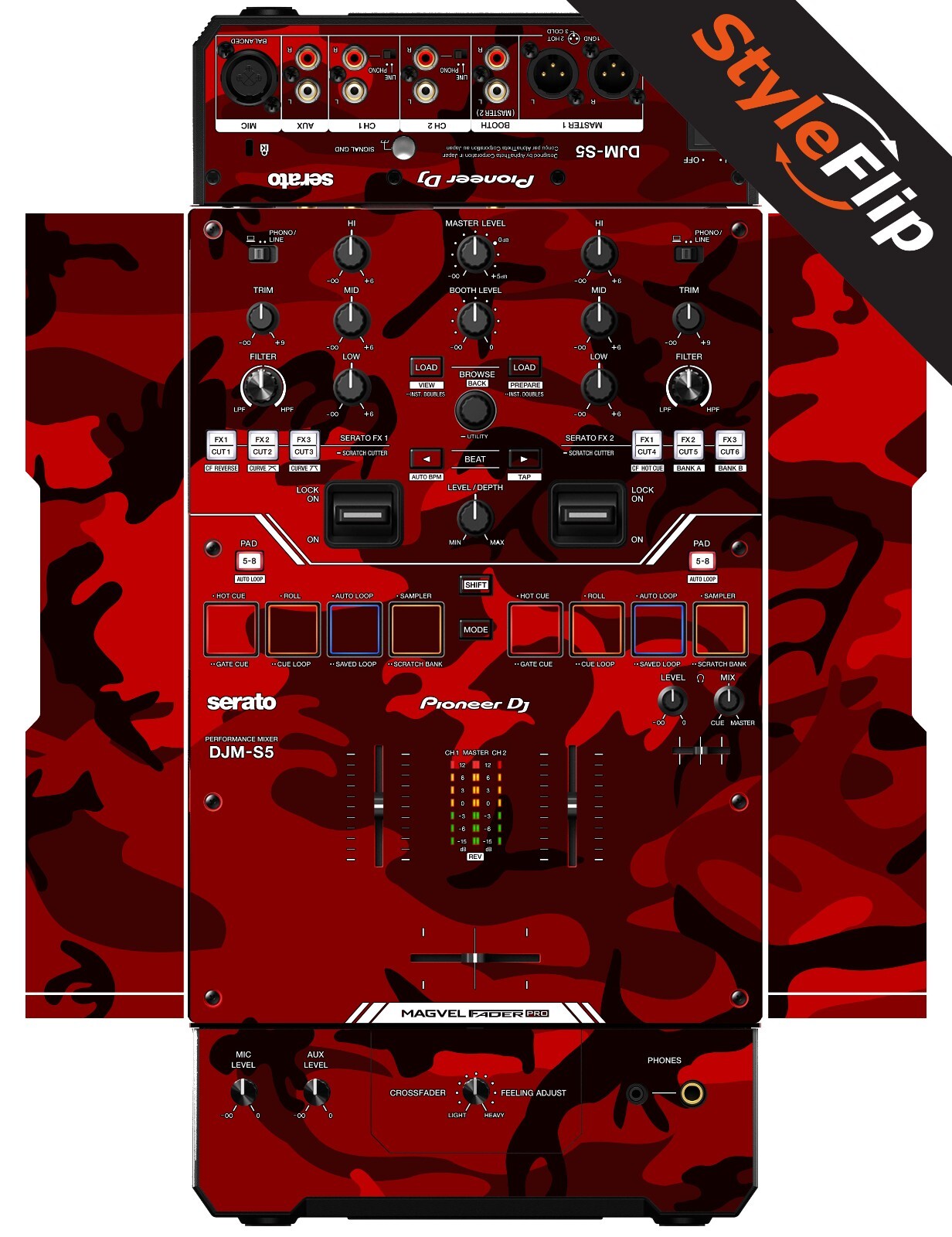 Pioneer DJM-S5 | Red Camo | Protective Decal | StyleFlip Skins