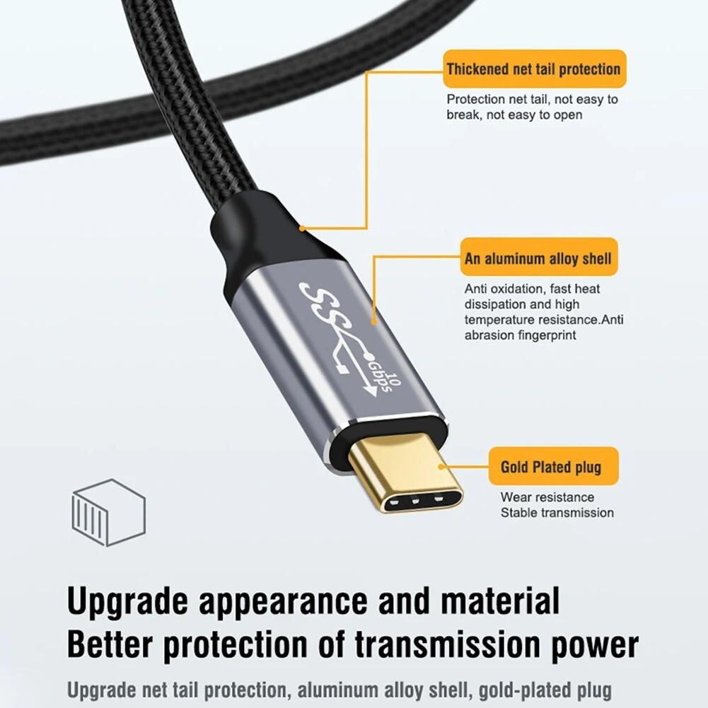 2PACK 1meter USB-C to USB-C 3.2 Gen2 Type-C Charger Data Cable PD 100W 5A 10Gbps