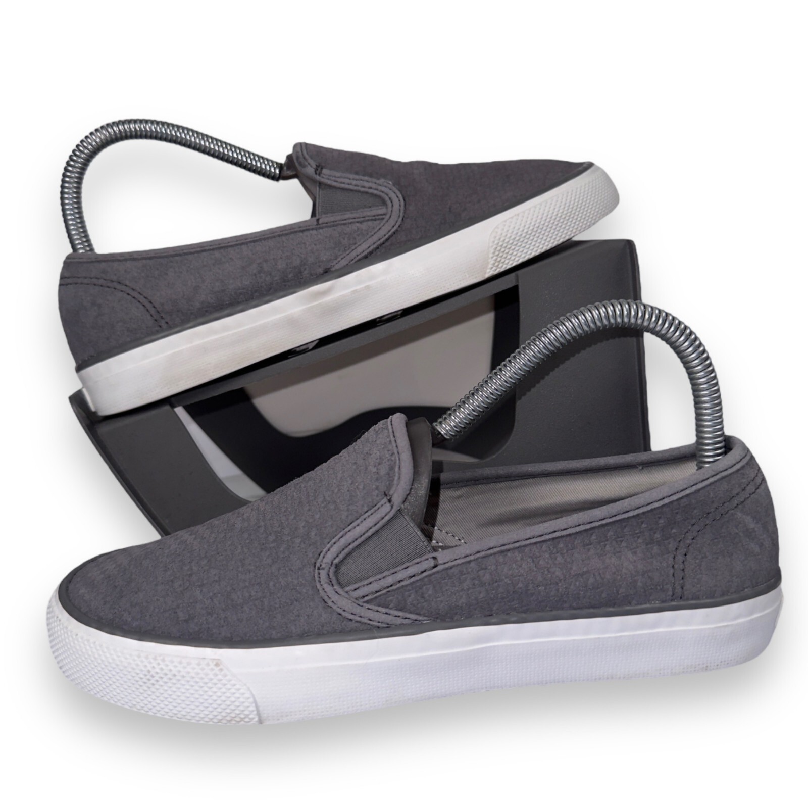 Sperry Seaside Emboss Suede Slip-on Sneakers Grey STS82596 Women's 6.5
