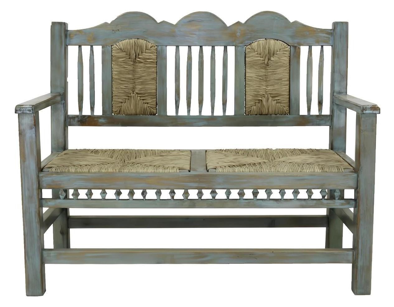 West Hill Turquoise Palm Bench