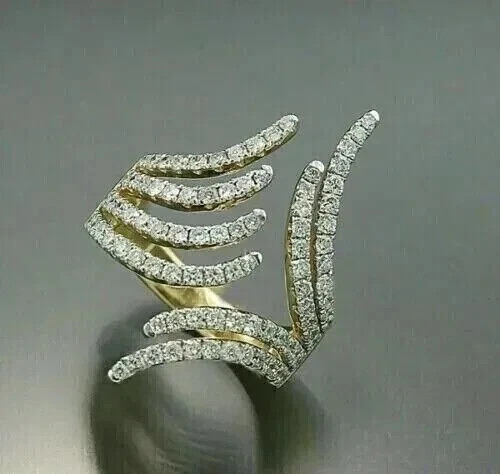 2Ct Round Cut Lab Created Diamond Women Wedding Gift Ring 14K Yellow Gold Plated