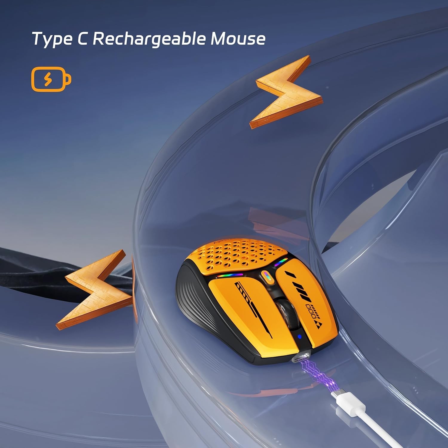 Bluetooth Wireless Mouse, (Bt5.0/5.1+2.4Ghz) USB C Rechargeable LED Mouse Batter
