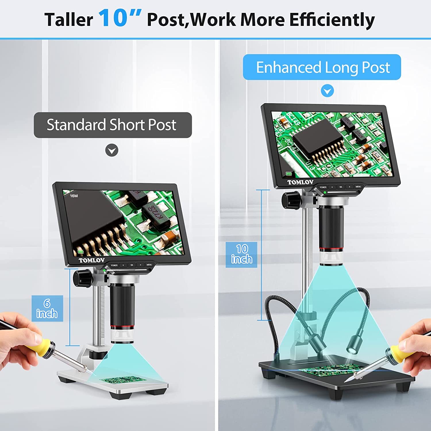 TOMLOV Digital Microscope Stand 26CM DM9 ODM202 Adjustable Holder for DM201 pro