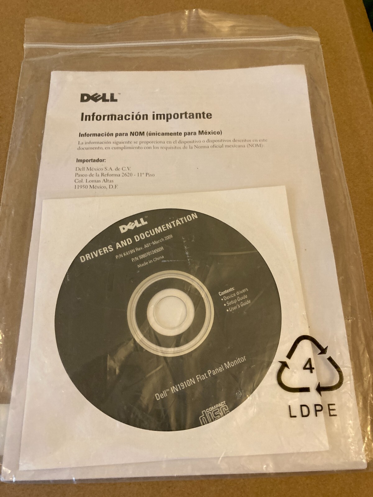 Dell IN1910N Monitor Drivers & Documentation