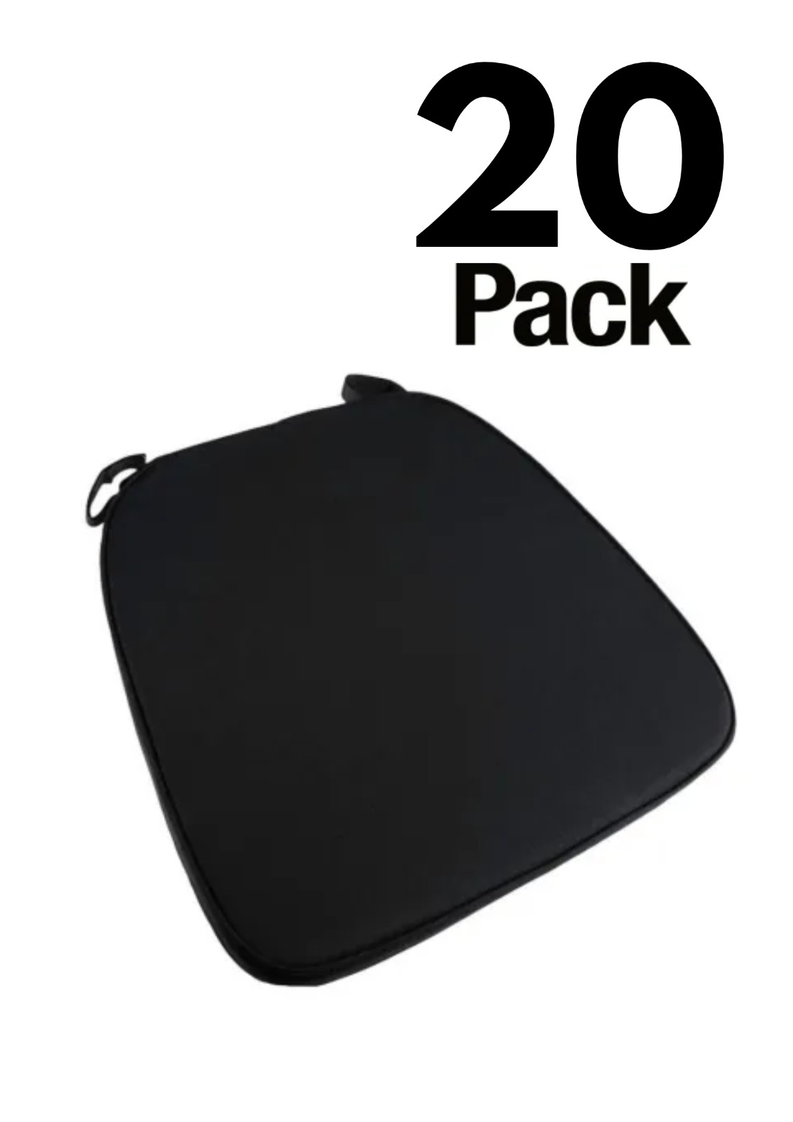 Black 2" Thick Chiavari Chair Pad, Seat Cushion with  Straps by Chivari