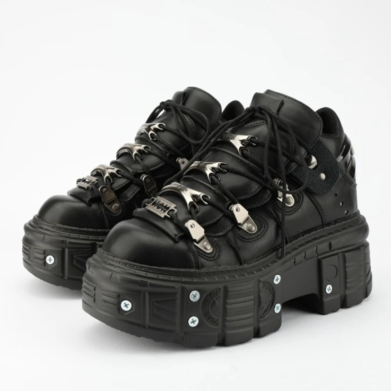 Casual Metal Sneakers Women Gothic Punk Style Sneakers Rock Design Walking Shoes