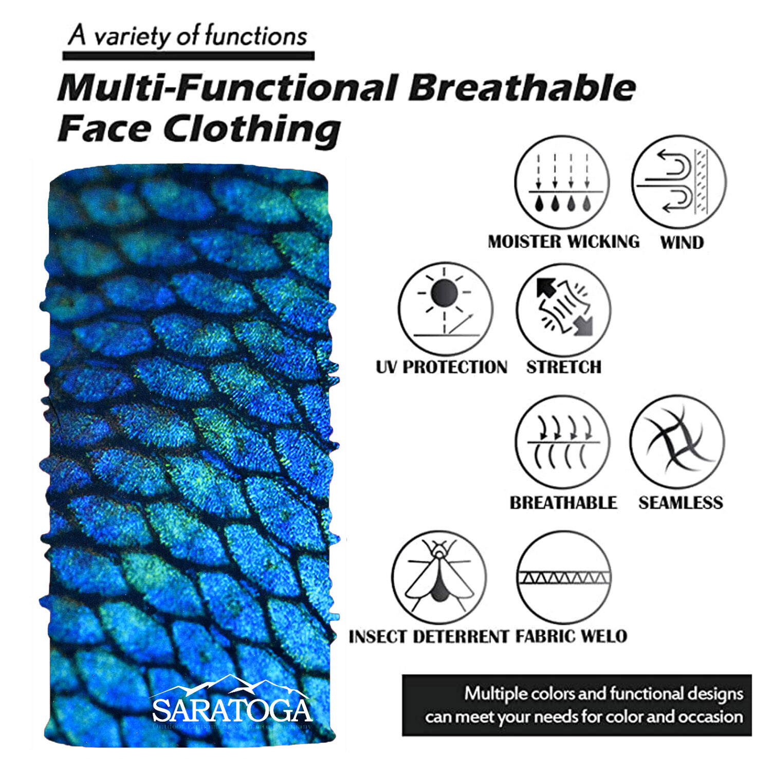 Fishing Face Mask Neck Gaiter Sun Guard UV Protector Balaclava Face Mask 5 Pack