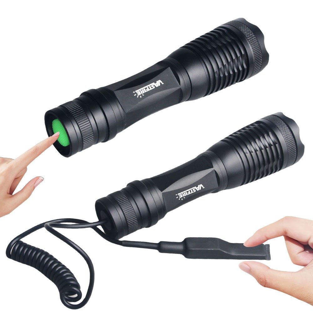 Rechargeable LED Flashlight 800Yards Work Light Predator Zoomable Torch + Switch