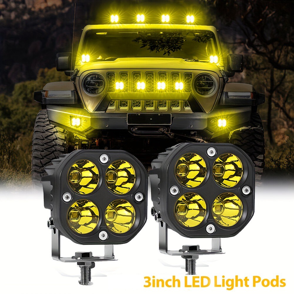 2x 3 inch LED Work Light Spot Cube Pods Bar Driving Fog Lamp Offroad Truck SUV