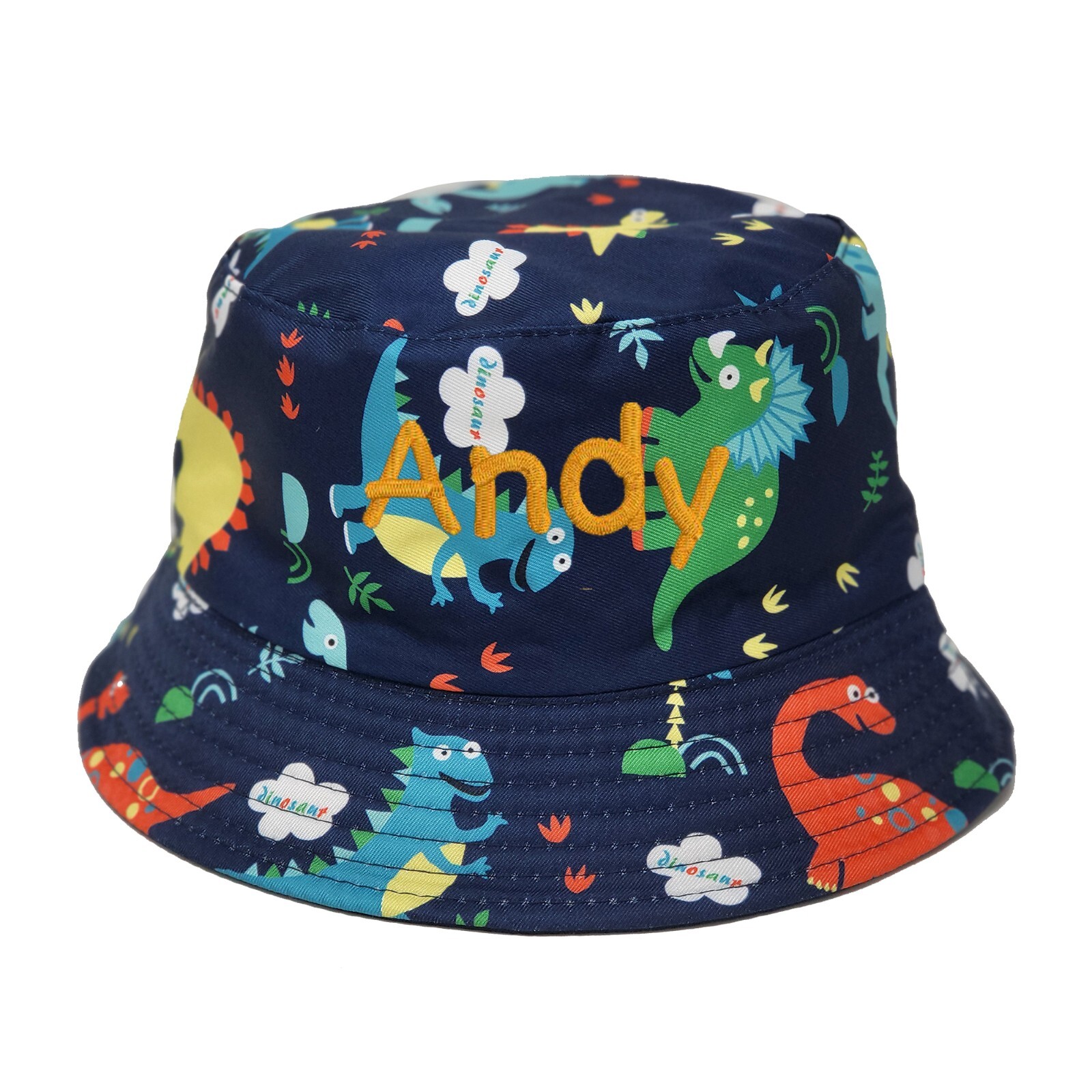 Custom name embroidered toddler bucket hat, animal zoo theme toddler hat (blue)