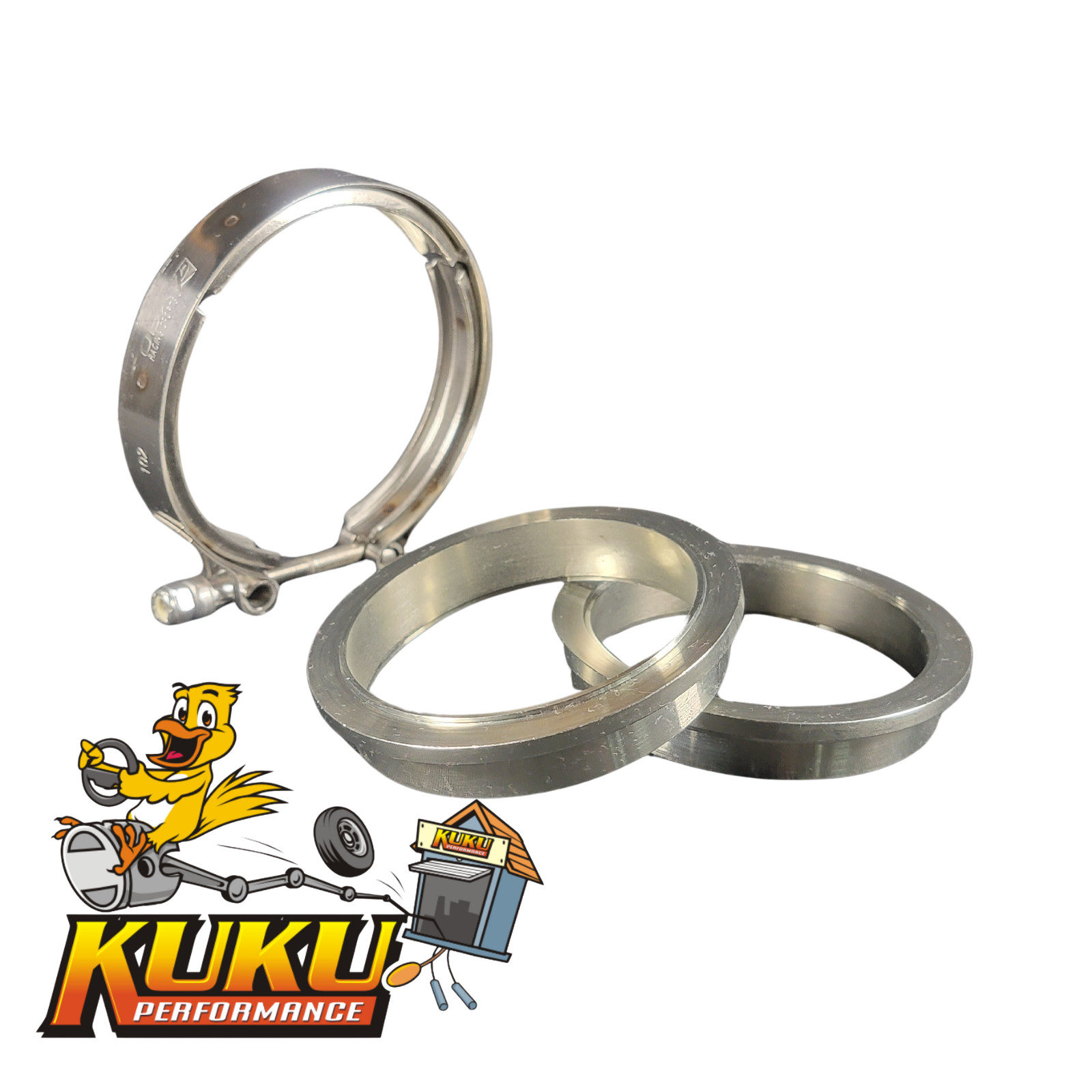 V Band Clamp 3.5" Stainless Clamp w/ 2 Mild Steel Flanges Exhaust Kit