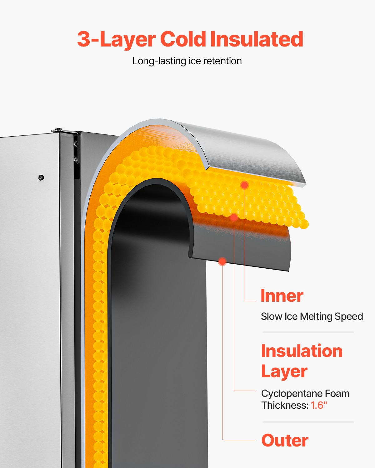 Undercounter Ice Maker 66 Lbs/Day Built-In Ice Maker Machine