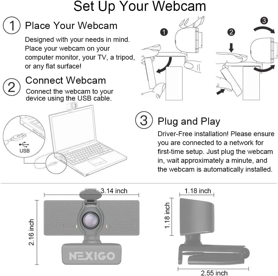 NexiGo N60 1080P Webcam with Microphone