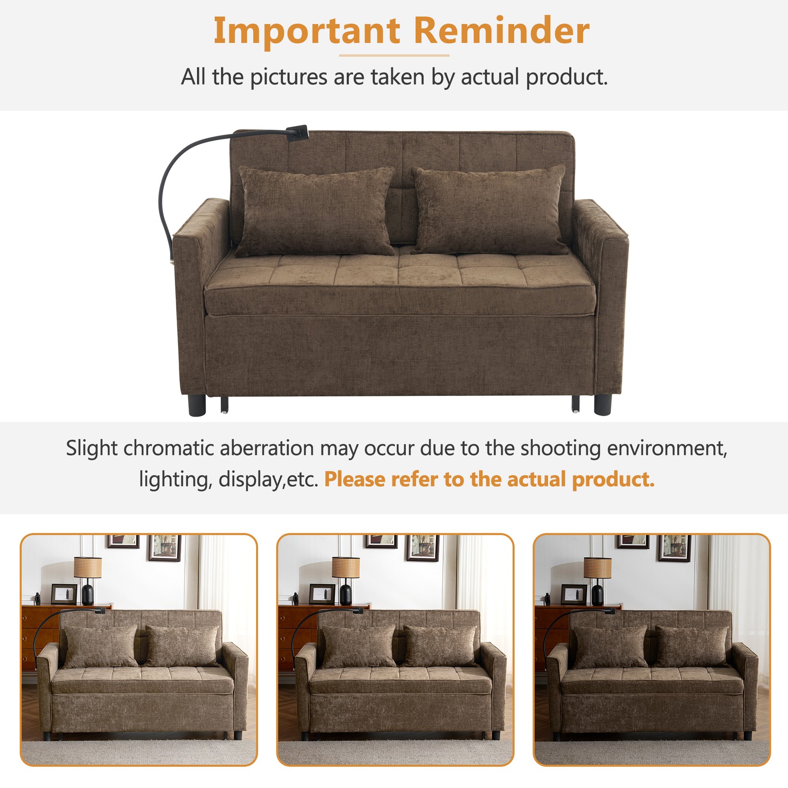 56.9" Loveseat Sofa Pull-out Sofa Bed Sleeper Sofa with a Reversible Backrest