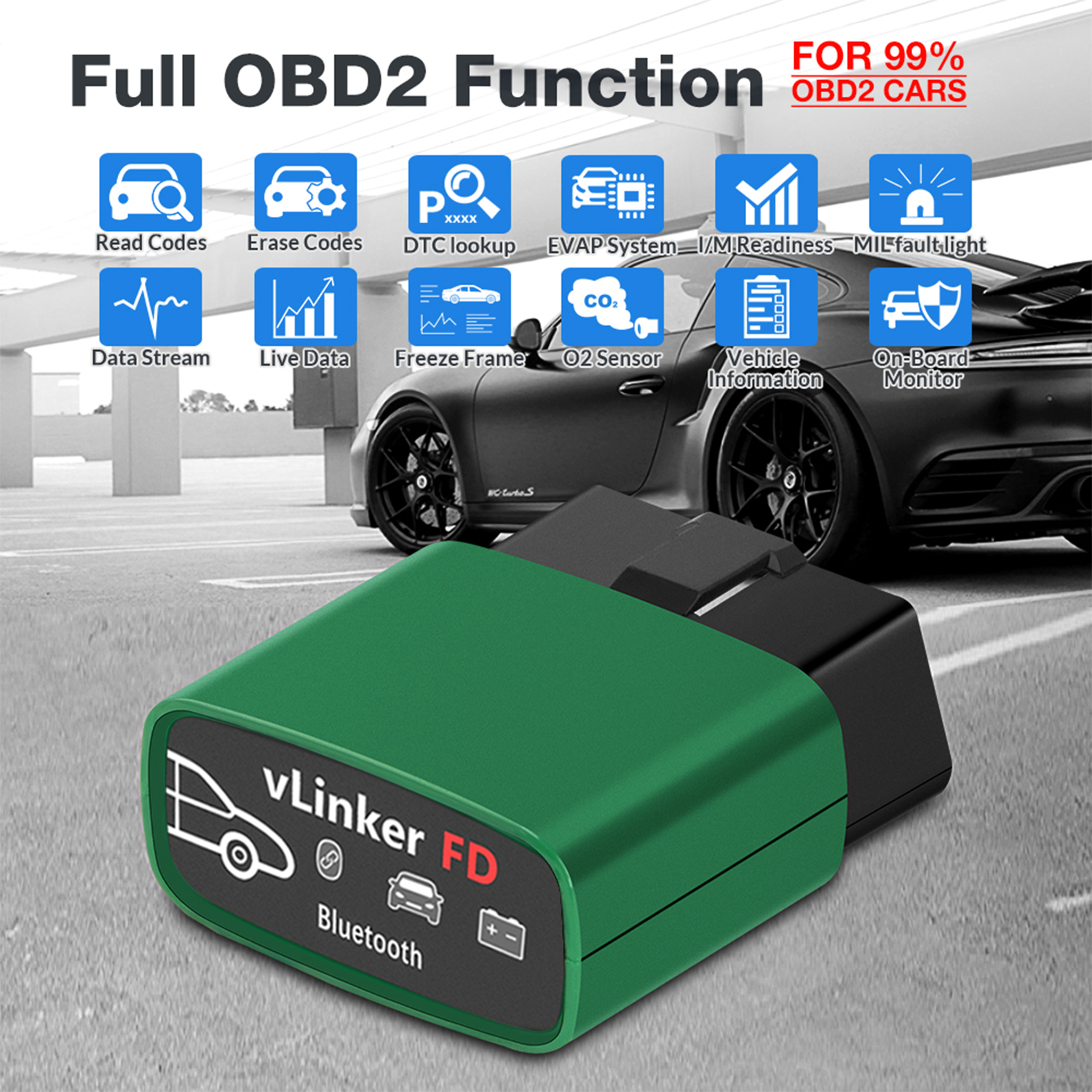 Vgate OBD2 Bluetooth Scanner vLinker FD Diagnostic FOR-Scan Adapter for Android