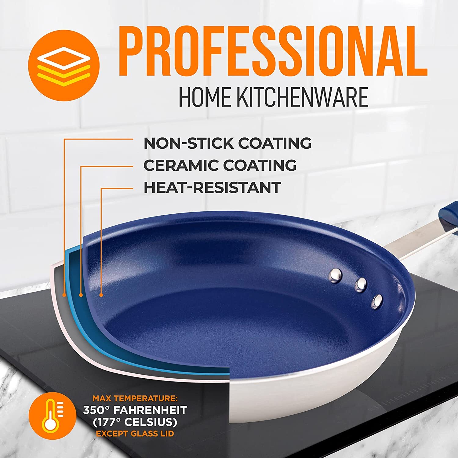 Nutrichef NCFRLD12 12" Frypan W/ Lid