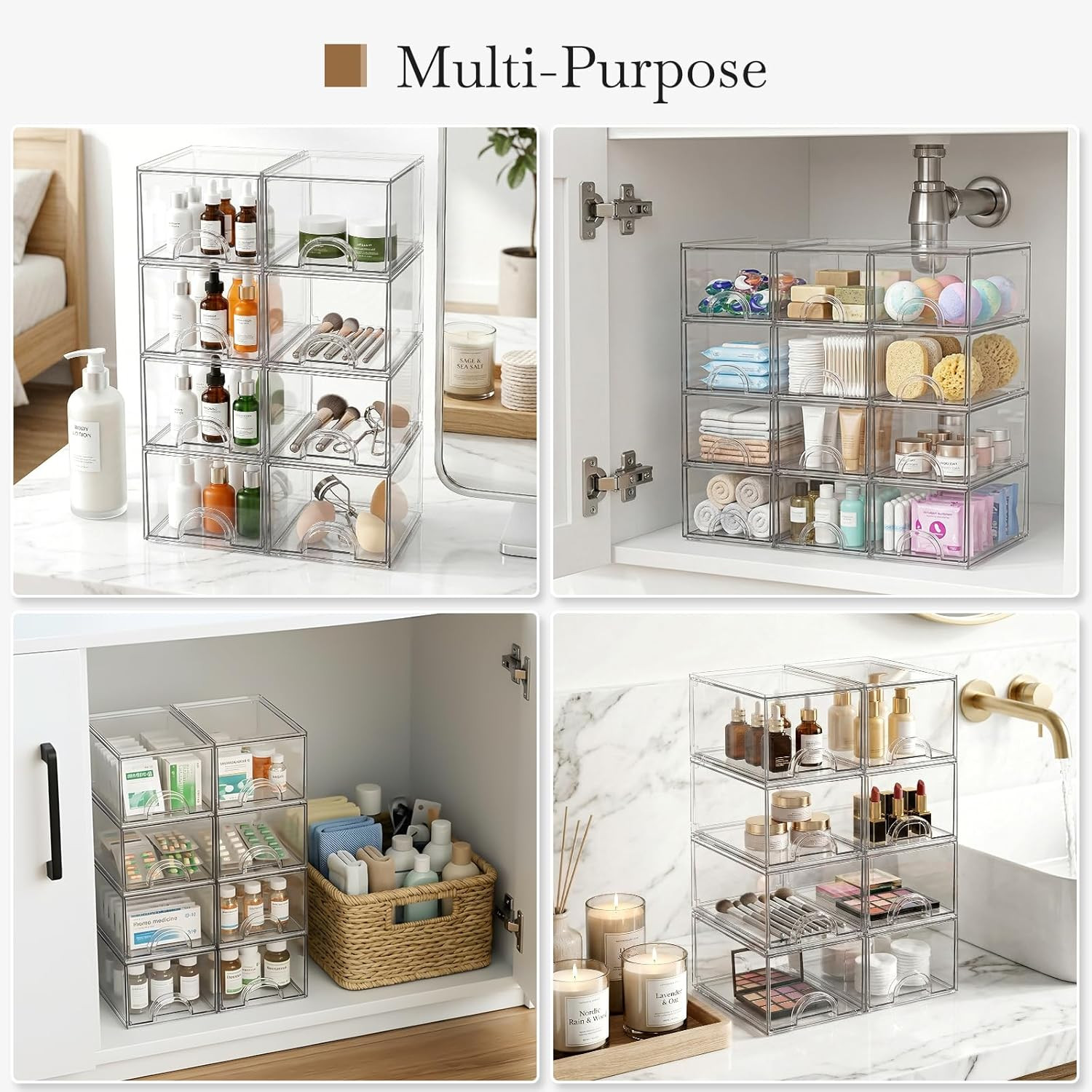 8 Pack Small Clear Stackable Acrylic Storage Boxes for Art Tool & Sketch, Storag