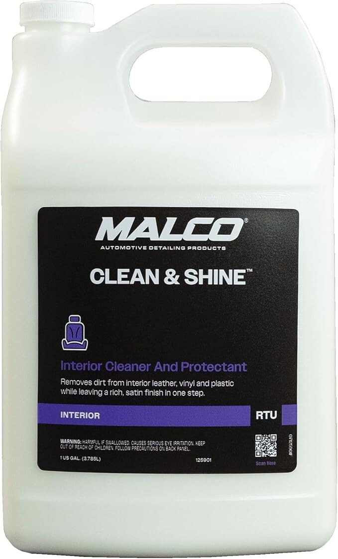 Malco Clean & Shine Interior Car Cleaner and Dressing Restore Leather Etc. 1 Gal