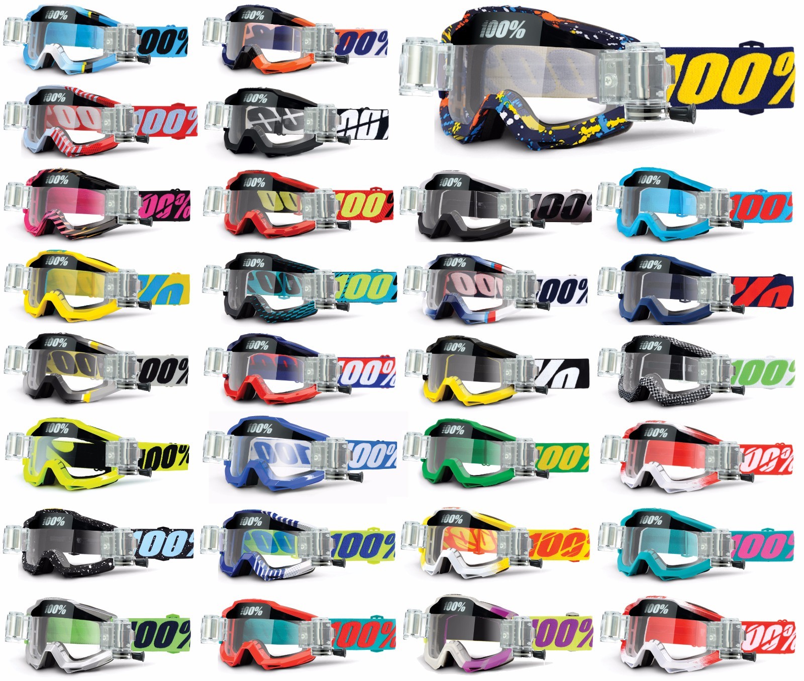2020 100% PERCENT ACCURI MOTOCROSS MX GOGGLES with GSVS ROLL OFF CANISTERS mtb