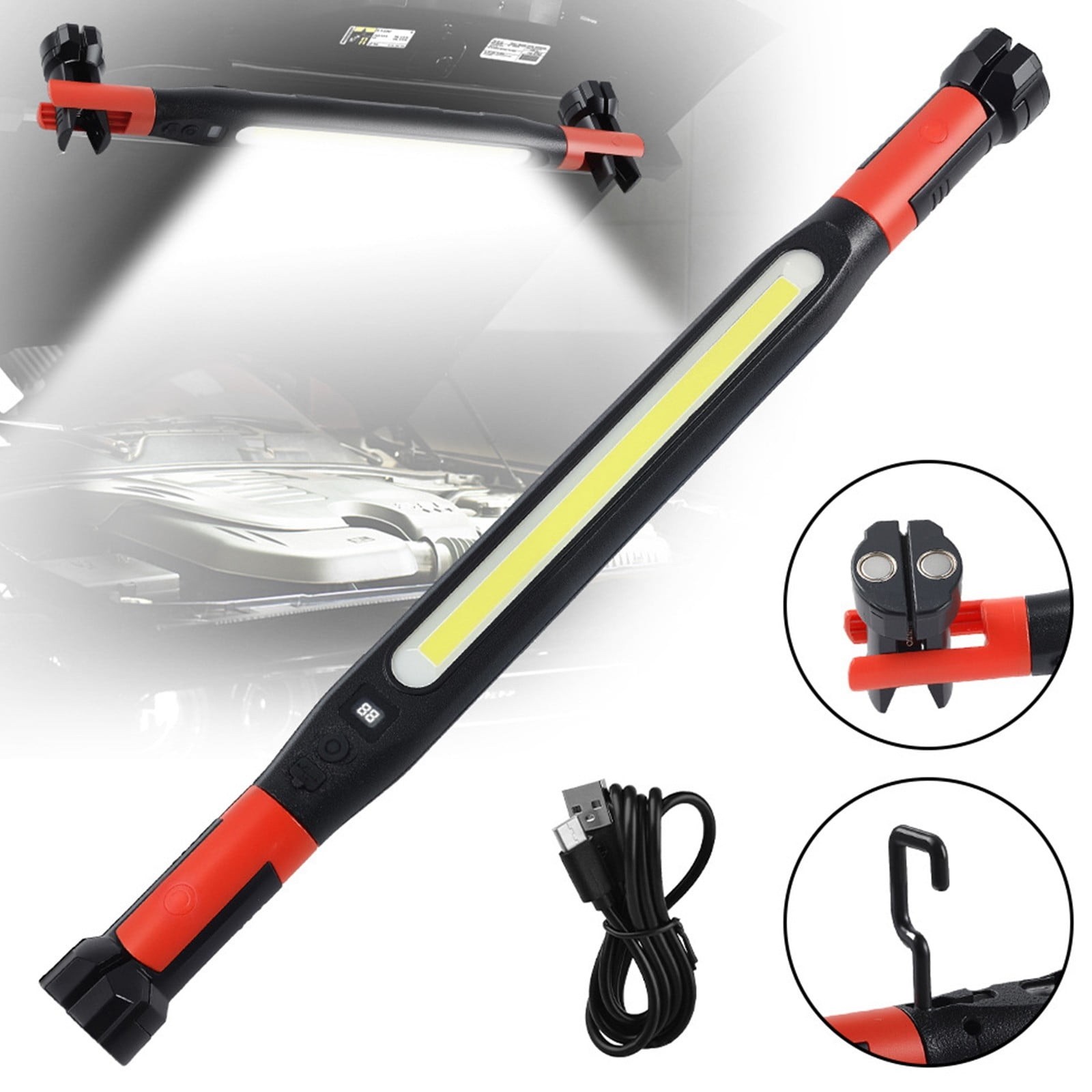 Under Hood Work Light Bar  LED Magnetic Light with Hooks Cordless Rechargeable